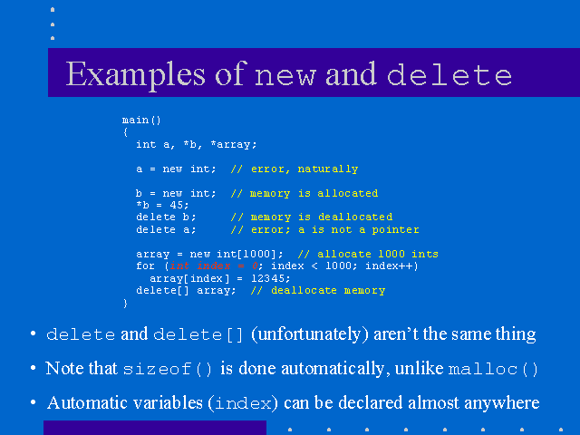 Examples Of New And Delete